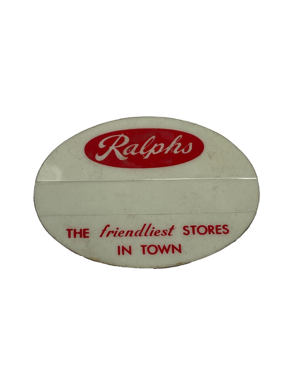 Vintage Ralphs Grocery Store Employee Name Badge Pin Friendliest Stores in Town